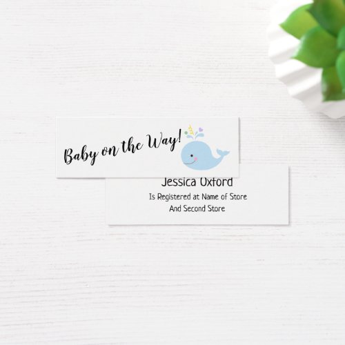 Baby Gift Registry w Blue Whale Handout Cards