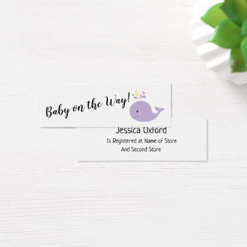 Baby Gift Registry w Purple Whale Handout Cards