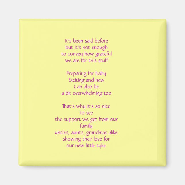 Baby Gift Thank You Magnet (Front)