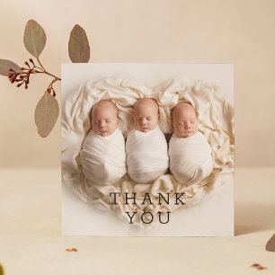 Baby Gift Thank You Triplets Newborn Baby Shower Card