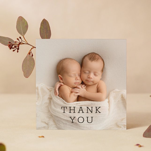 Baby Gift Thank You Twins Newborn Baby Shower Card (Creator Uploaded)