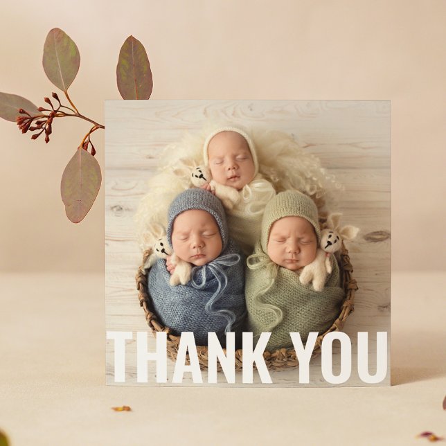 Baby Gift Triplets Thank You Newborn Baby Shower Card (Creator Uploaded)