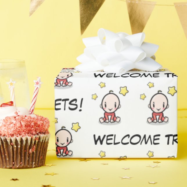 baby gift wrap for triplets, wrapping paper (Birthday Party)