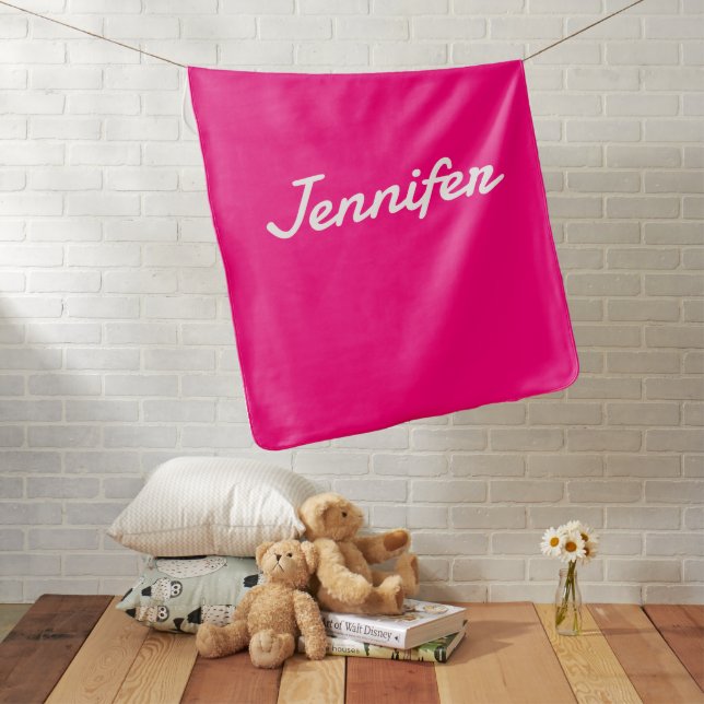 Baby Gifts Custom Text Names Wow Pink Template Blanket (In Situ)