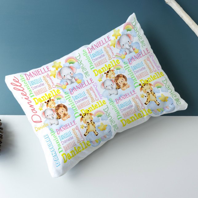 Baby gifts personalized name collage baby animals pillow case (Baby gifts baby nursery decor Cute baby animals personalized name collage pillow case)