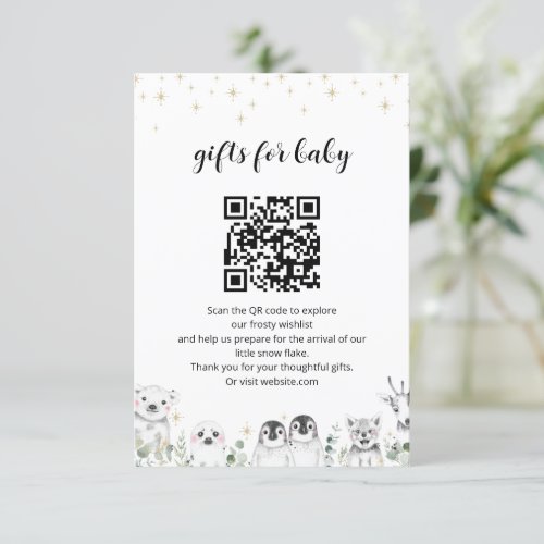 Baby gifts registry winter animals Baby Shower  Enclosure Card