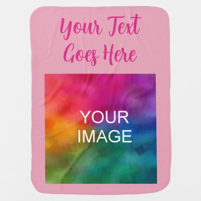 Baby Gifts Template Pink Script Text Name Blanket (Front)