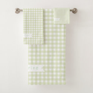 Baby Gingham Pastel Green Bath Towel Set