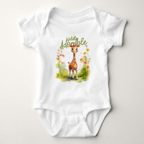 Baby giraffe adorable design baby bodysuit