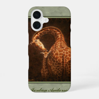 Baby Giraffe and Mom Green iPhone 16 Case