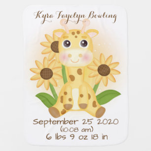 Baby Giraffe and Sunflowers Blanket