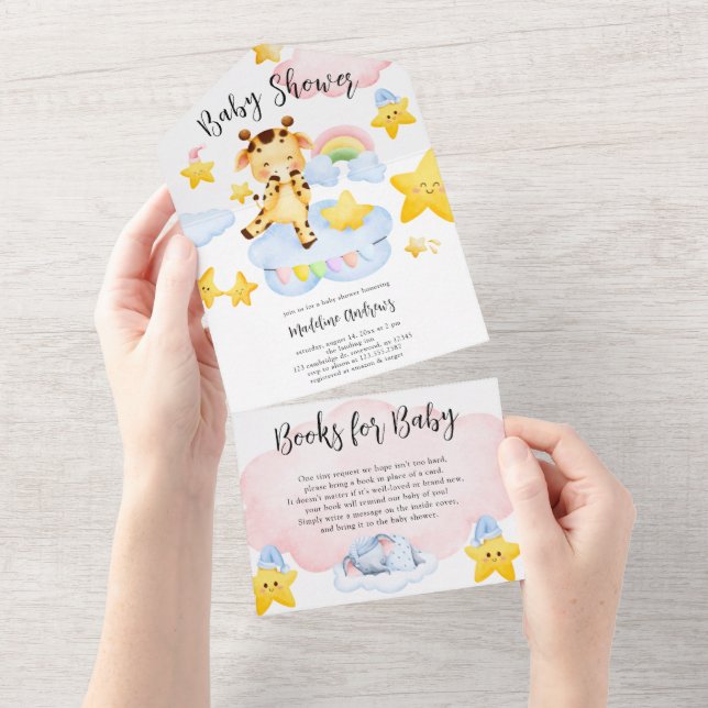 Baby Giraffe Baby Shower All in One Invite (Tearaway)