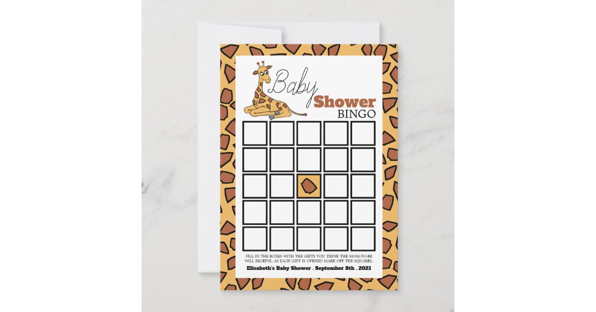 Baby Giraffe, Baby Shower Bingo | Zazzle