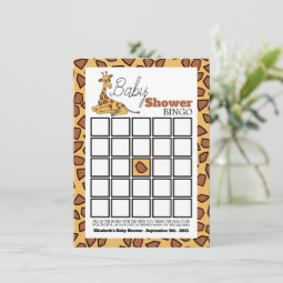 Baby Giraffe, Baby Shower Bingo | Zazzle