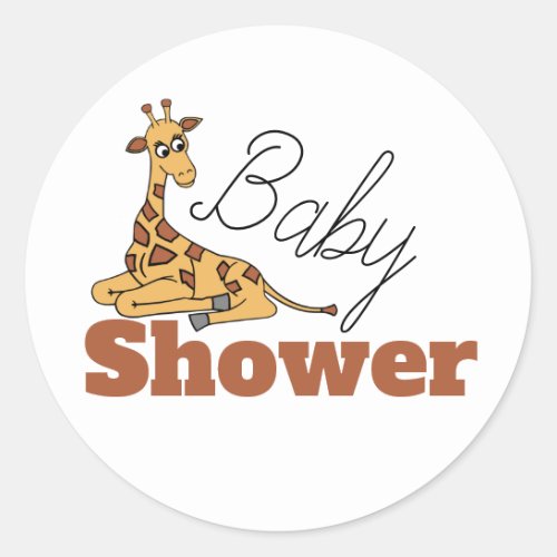 Baby Giraffe Baby Shower Classic Round Sticker