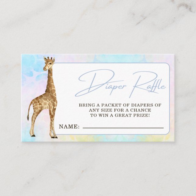 Baby Giraffe Baby Shower Diaper Raffle Enclosure Card (Front)
