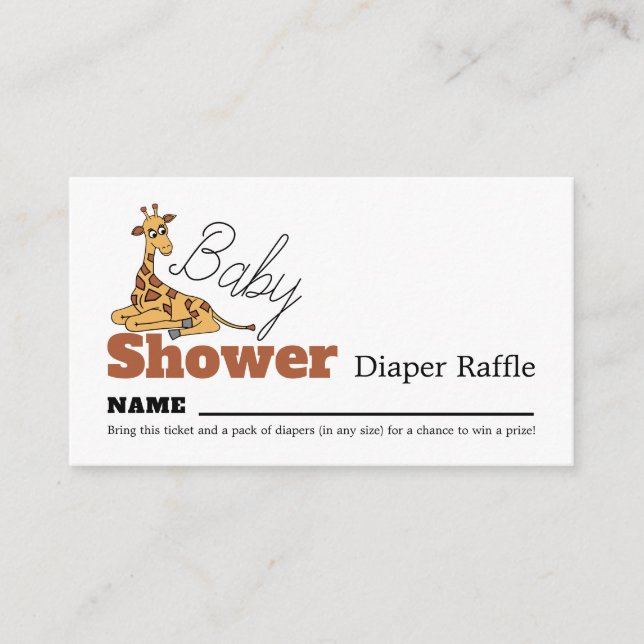 Baby Giraffe, Baby Shower Diaper Raffle Enclosure Card (Front)