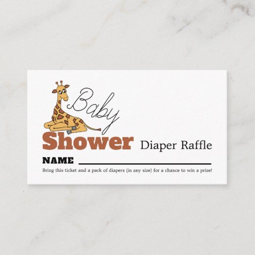 Baby Giraffe Baby Shower Diaper Raffle Enclosure Card