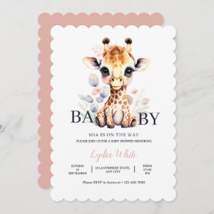 Baby Giraffe Baby Shower Girl Pink Baby Shower Invitation