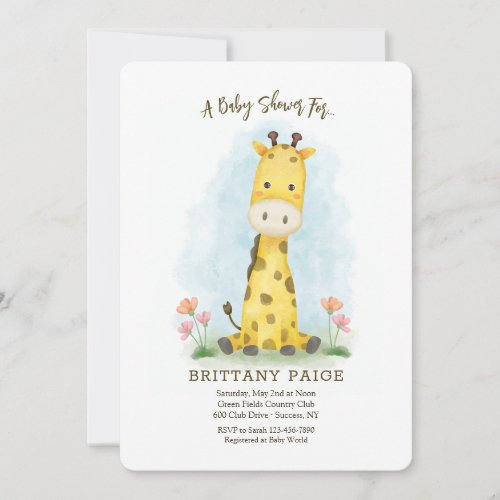 Baby Giraffe Baby Shower Invitation