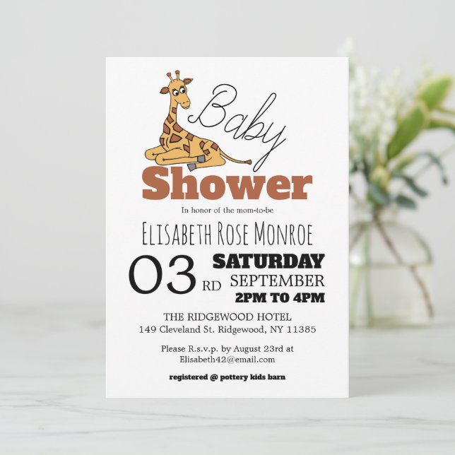 Baby Giraffe, Baby Shower Invitation (Standing Front)