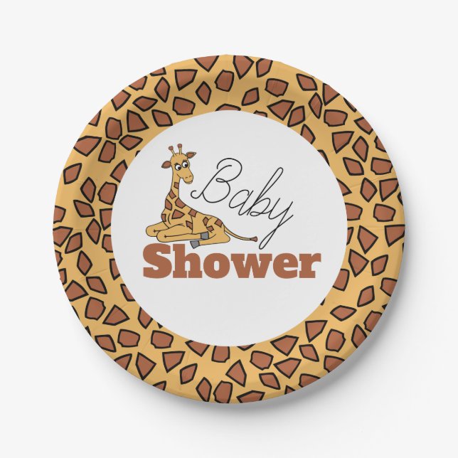 Baby Giraffe, Baby Shower Paper Plates (Front)
