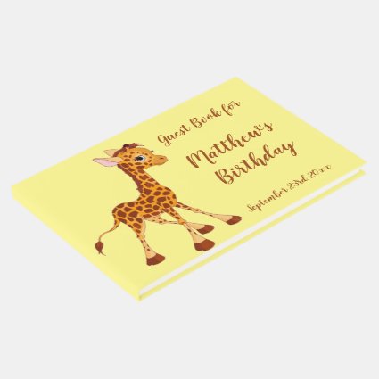 Baby Giraffe Birthday Guest Book