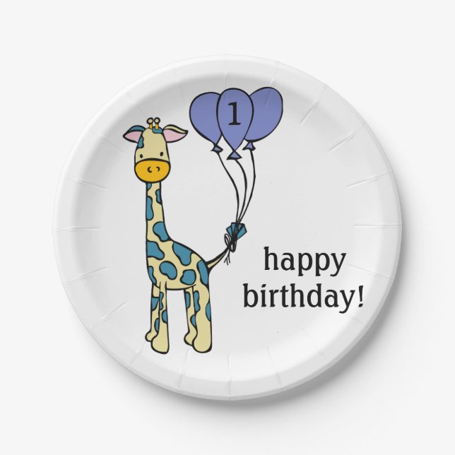 Baby Giraffe - Birthday Plates - Customization (Front)
