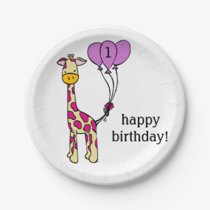 Baby Giraffe - Birthday Plates - Customization