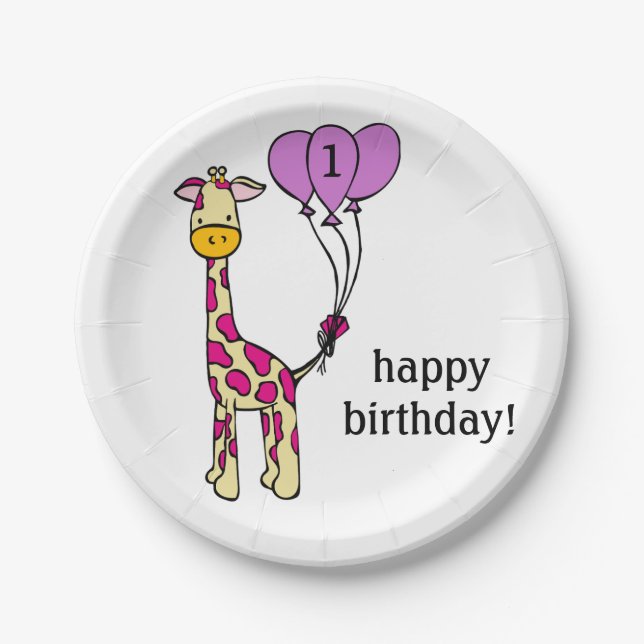 Baby Giraffe - Birthday Plates - Customization (Front)