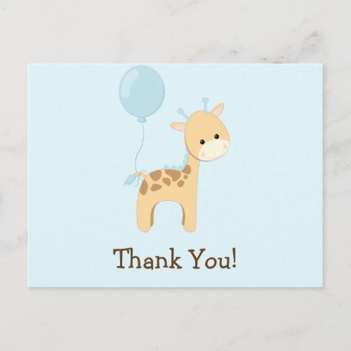 Baby Giraffe Blue Jungle Animal Thank You Postcard