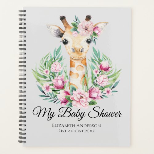 Baby Giraffe Boho Flowers Mother to Be Planner