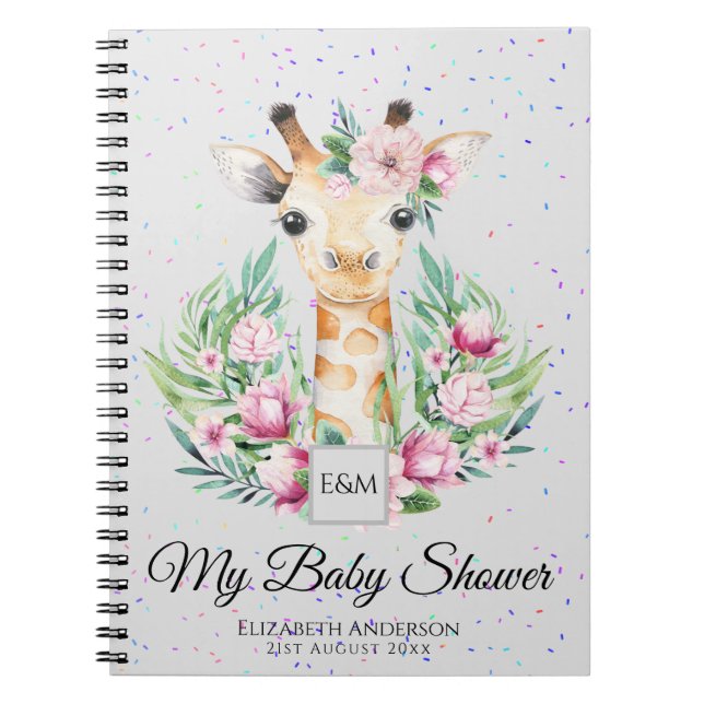 Baby Giraffe Boho Flowers Mother to Be Planner Notebook (Front)