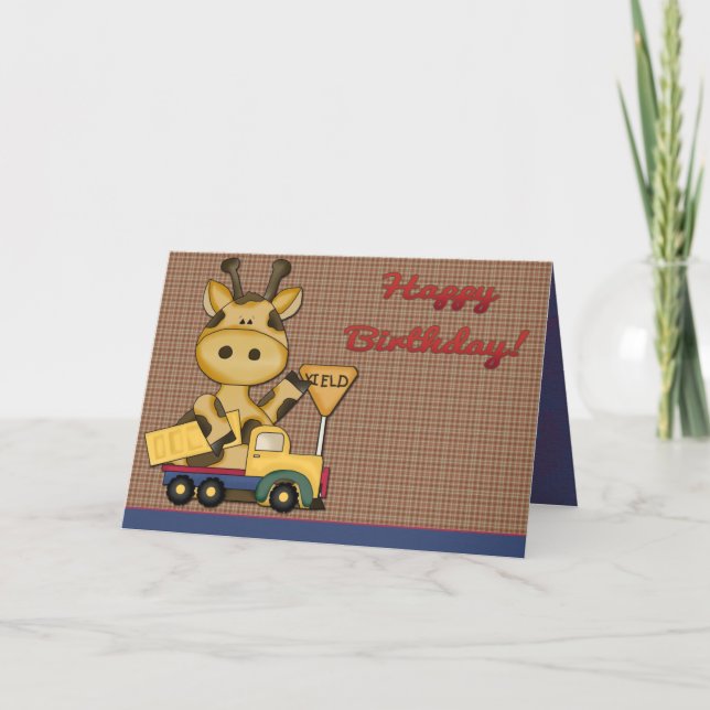 Baby Giraffe Boy Birthday Card (Front)