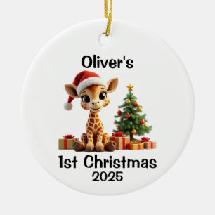 Baby Giraffe Christmas Ceramic Ornament