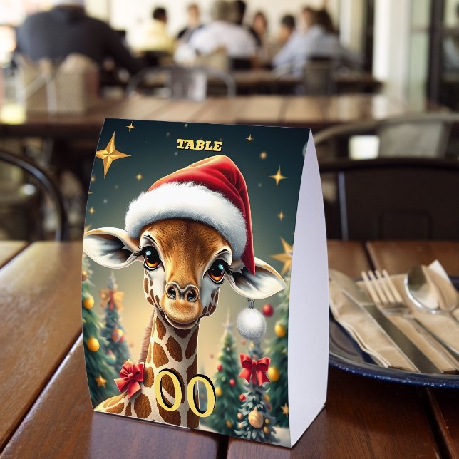 Baby Giraffe Christmas Table Number Sign Holiday  (Insitu(Restaurant))