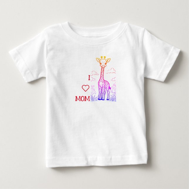 Baby Giraffe Coloring Book T-Shirt for Toddlers (Front)