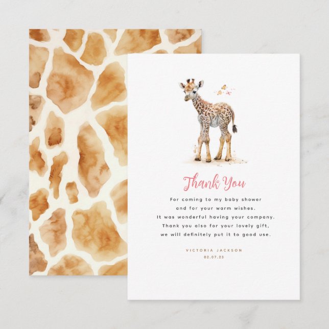 Baby Giraffe Cute Modern Little Thank You (Front/Back)