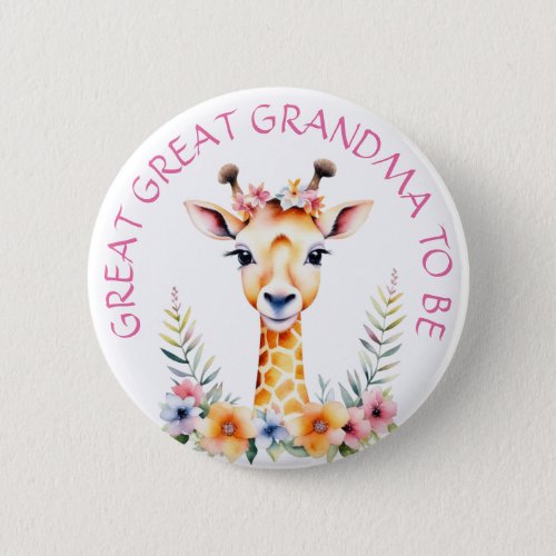 Baby Giraffe Floral Grandma to be  Baby Shower Button