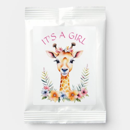 Baby Giraffe Floral Its a Girl   Baby Shower Lemonade Drink Mix