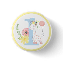 Baby Giraffe Floral Number One 1st Birthday Party