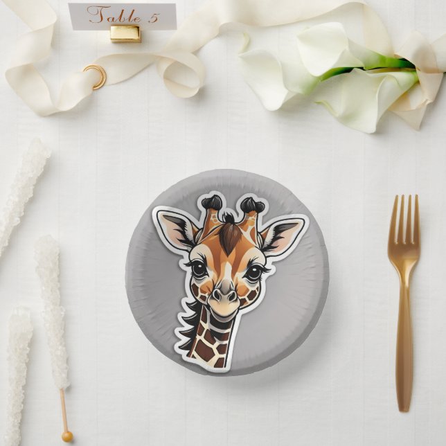 Baby Giraffe Grey Paper Bowls (Wedding)