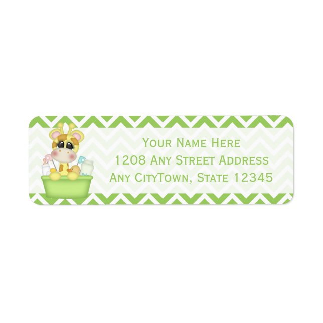 Baby Giraffe Having a Bath Label (Front)