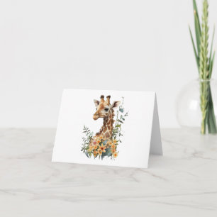 Baby Giraffe in a Field of Flowers BLANK Card