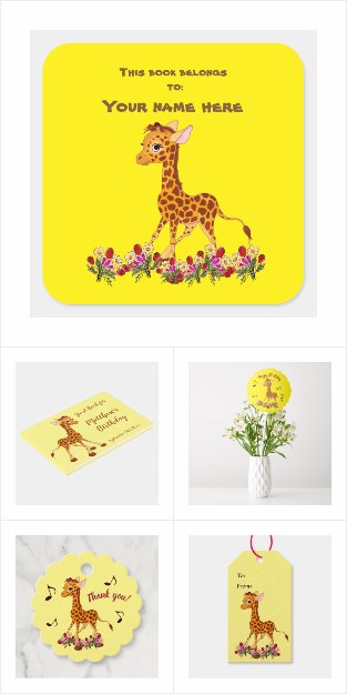 Baby Giraffe in Flowers