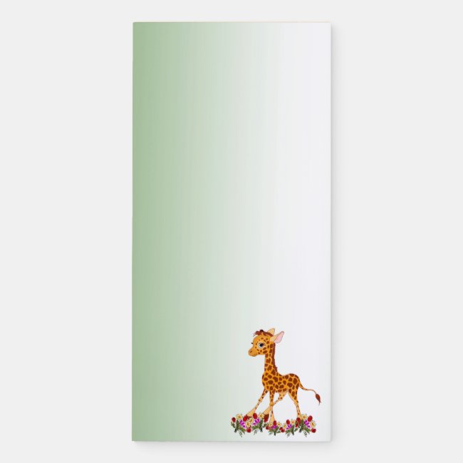 Baby Giraffe in Flowers Magnetic Notepad