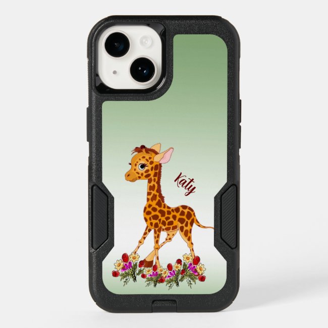 Baby Giraffe in Flowers Otterbox iPhone 14 Case