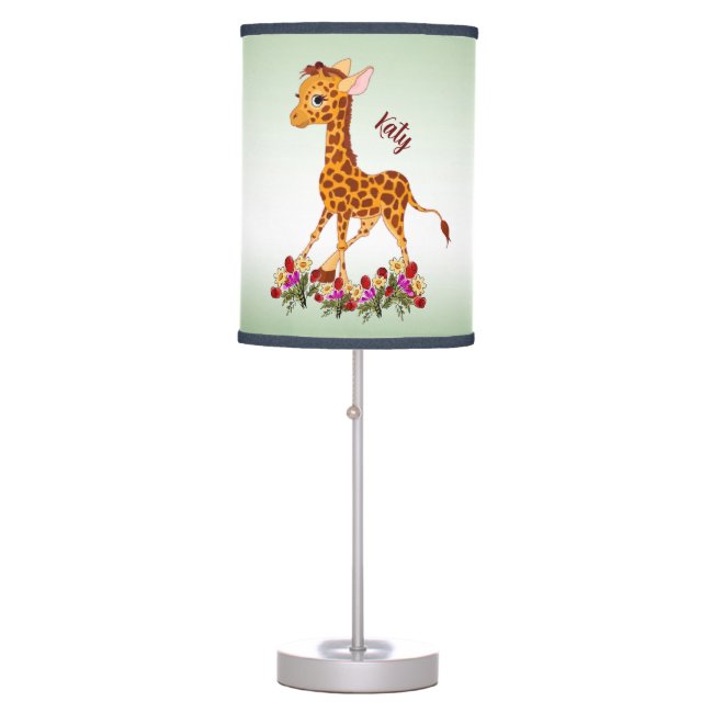 Baby Giraffe in Flowers Table Lamp