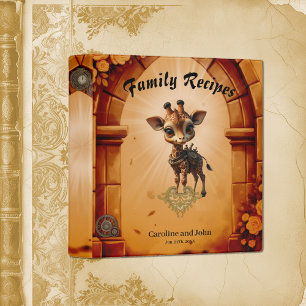 Baby giraffe in steampunk-cartoon 3 ring binder