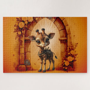 Baby giraffe in steampunk-cartoon jigsaw puzzle